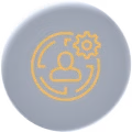 Icon of user profile with gear and circle pattern