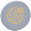 Icon of user profile with gear and circle pattern